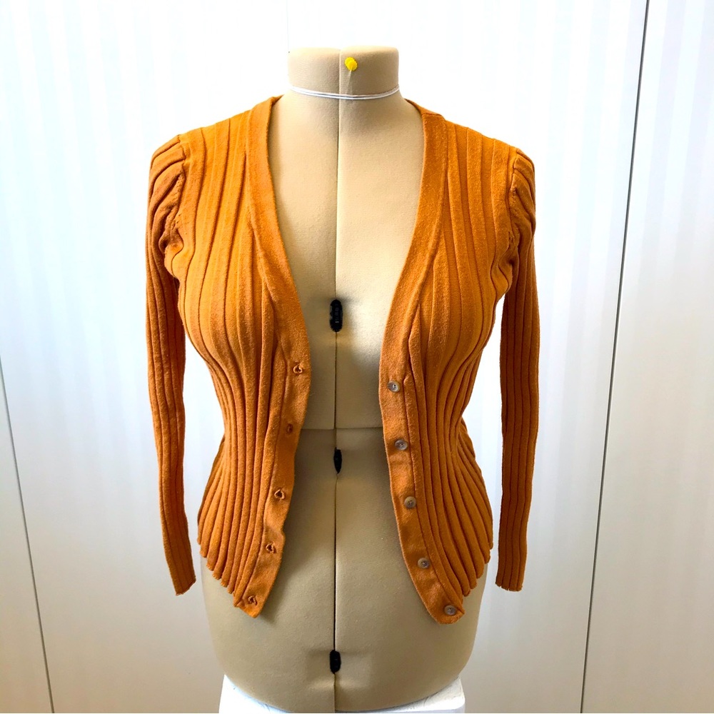 Pink Rose sandy orange tan cardigan sweater Size M